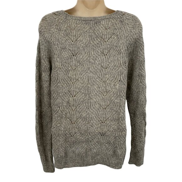 LOFT Sweater Womens Small Brown Loose Knit Pullover Acrylic Mohair Blend - Picture 2 of 6